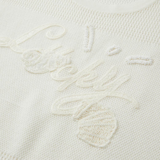 谜底套头针织衫短袖2026夏新品绣花钉珠透气舒适毛衣女262MZ0763 商品图3