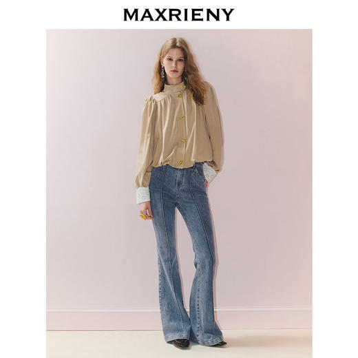 【商场同款】MAXRIENY极简主义穿搭喇叭牛仔长裤高腰修身25秋款(货号:MC86TR264) 商品图1