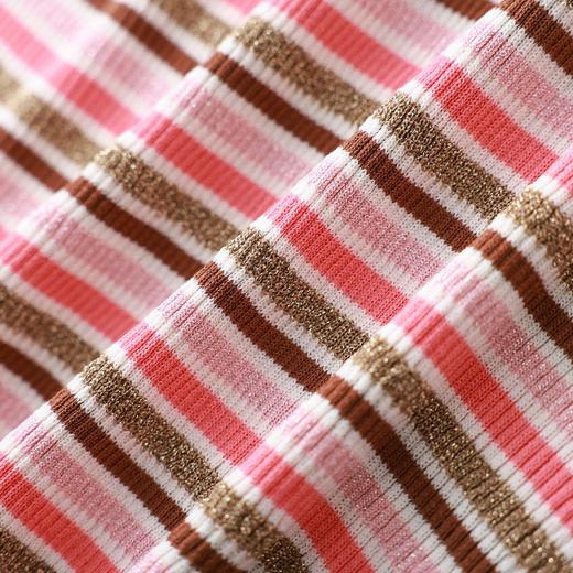 「高货wl」全新升级【铂金会员201/天猫269/差价68】(21214)洛诗琳曲珠纱嵌金线针织T恤女2026夏季新款条纹短袖上衣 商品图3