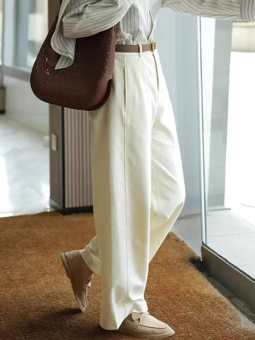 330-5自留 小禾渠道圆正 侧缝前移 丝棉麻 斜纹针织布 柔滑垂坠 巨好穿直筒裤 可穿薄底鞋 商品图4