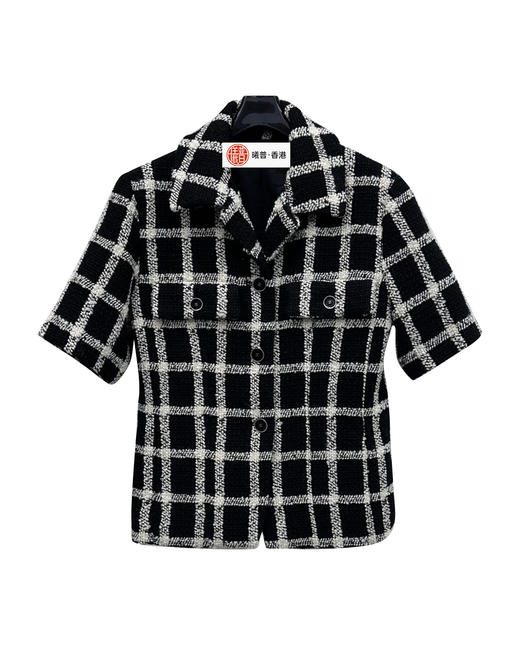 女款粗纺羊毛呢格纹外套he025 商品图0