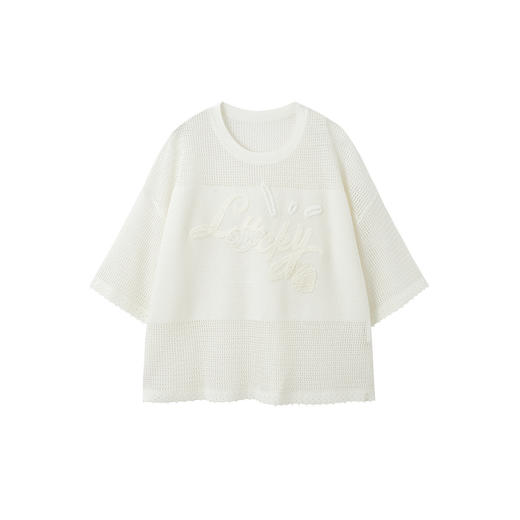 谜底套头针织衫短袖2026夏新品绣花钉珠透气舒适毛衣女262MZ0763 商品图4