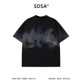 SDSA男装2026新款高贵轻奢潮牌简约晕染撞色印花圆领短袖T恤百搭