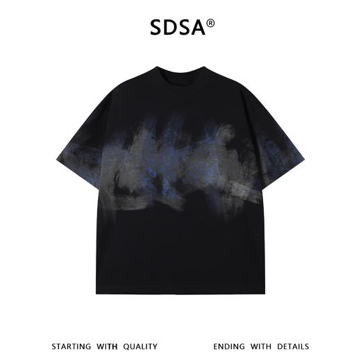 SDSA男装2026新款高贵轻奢潮牌简约晕染撞色印花圆领短袖T恤百搭 商品图0