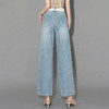 西遇百搭浅蓝2026春季新款高腰微喇叭女宽松梨形不贴腿马蹄牛仔裤H0060239 商品缩略图4
