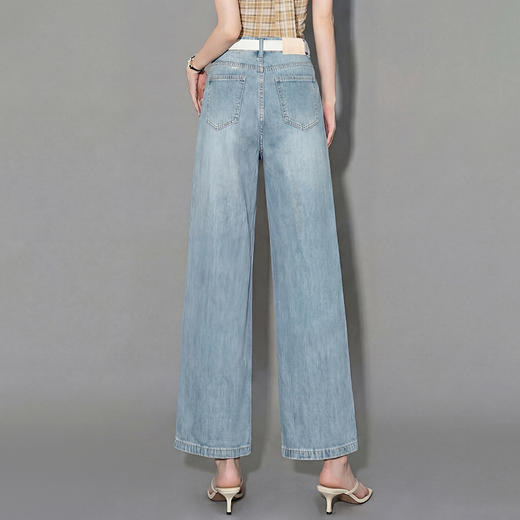 西遇百搭浅蓝2026春季新款高腰微喇叭女宽松梨形不贴腿马蹄牛仔裤H0060239 商品图4