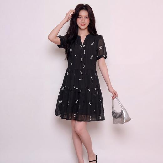 奢姿大码女装2026夏季减龄刺绣半开V领连衣裙胖妹妹时尚气质裙子9962854731 商品图4