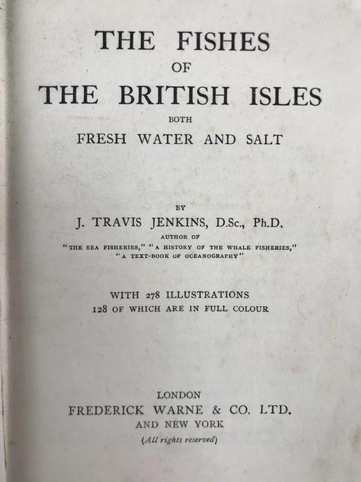 1925年 不列颠群岛鱼类图鉴 278幅插图（128幅彩色） 精装64开 商品图3