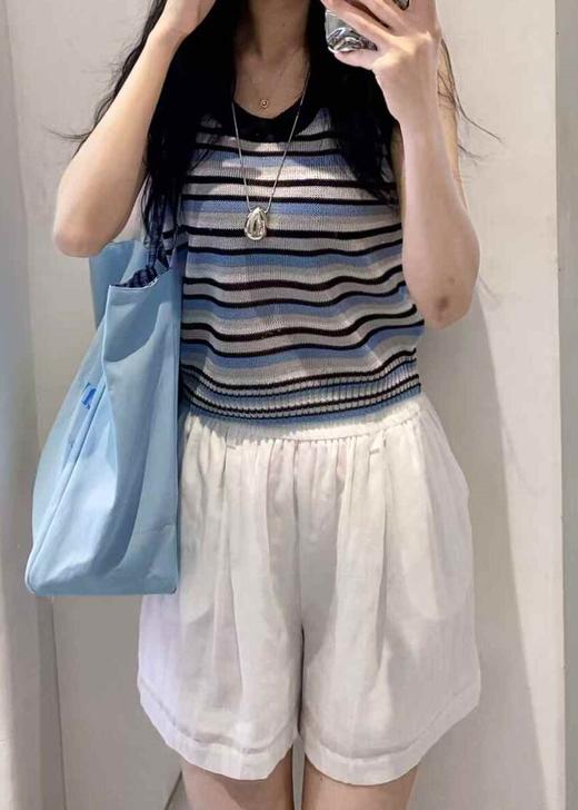 【门店同款】ENJOY夏季“可露丽”条纹撞色针织上衣 163095972 商品图0