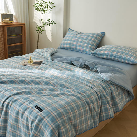 恒源祥 2026新款无印风色织全棉贝壳绣棉花夏被空调被/床单/枕套  透气舒适 多规格可选 商品图0