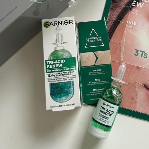 Garnier卡尼尔 新款三酸焕新精华20ML 小绿瓶效期2028年7月 商品图7
