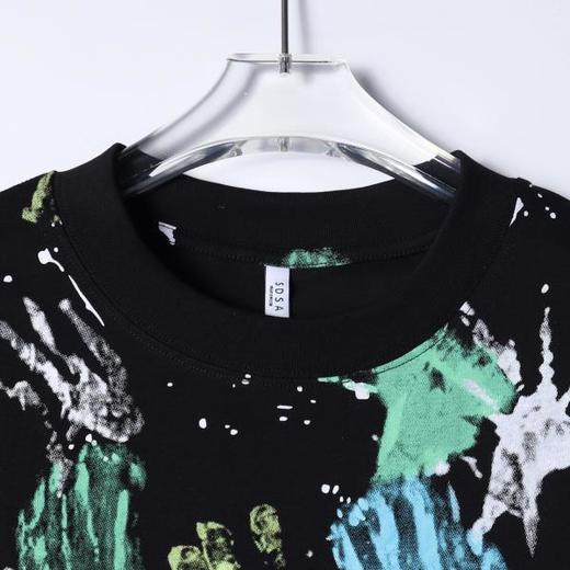 SDSA男装2026新款高贵轻奢潮牌手掌印涂鸦圆领短袖T恤百搭休闲潮 商品图1