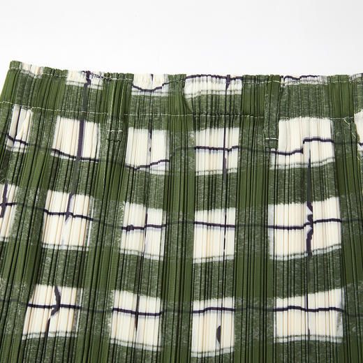 谜底压褶半裙2026夏季新品H型修身绿色格纹文艺中长裙女262MB0629 商品图3