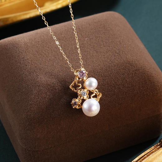 子佩集【四叶永恒】银S925珍珠惜王妃套链项链【MLTL043】镀金紫四叶草2602 商品图0