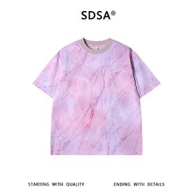 SDSA男装2026新款高贵轻奢潮牌晕染泼墨设计圆领短袖T恤百搭上衣