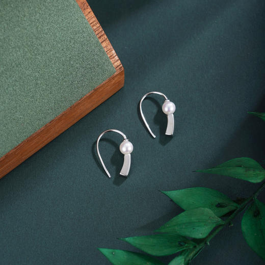 子佩集【月弧星轨】银S925珍珠惜王妃耳钉【AYEH0001】弯钩2602 商品图1