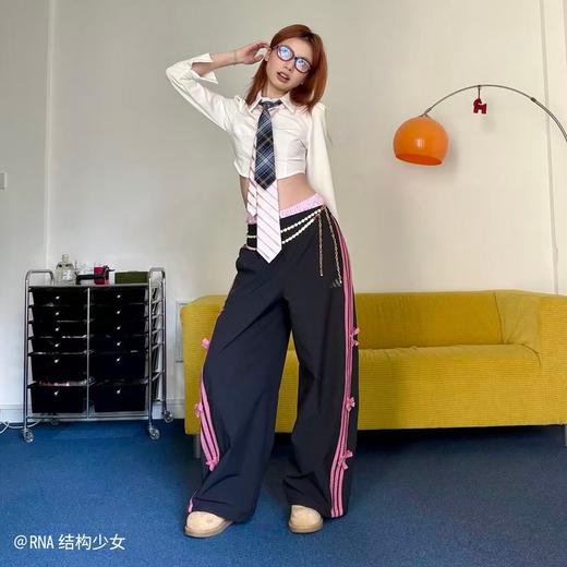 Adidas阿迪达斯DANCE WOVEN PANT 三条纹舞动系列凉感宽松运动休闲香蕉裤扭扭裤KR7598 商品图1