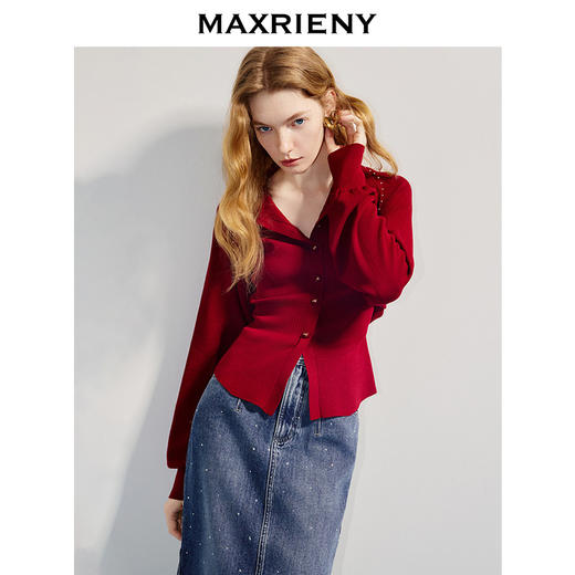 【商场同款-浅春系穿搭】MAXRIENY浪漫复古长袖披肩外套女开衫(货号:MC86JA048) 商品图2