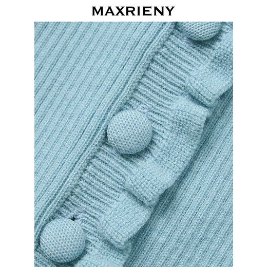 MAXRIENY薄荷绿色针织衫2026年春季新款圆领修身上衣木耳边毛衣(货号:MF80JA020) 商品图2