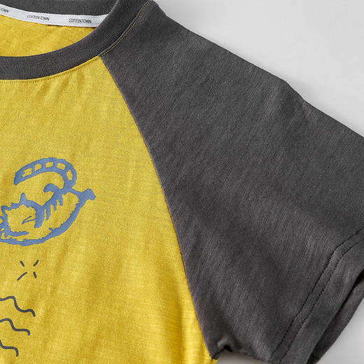 【10A抗菌纯棉】棉花堂夏款透气透湿撞色竹节棉印花儿童短袖T恤--- FA61163 商品图5