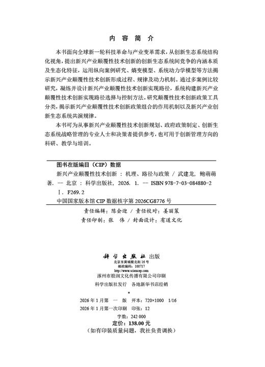 新兴产业颠覆性技术创新——机理、路径与政策 武建龙 鲍萌萌 9787030848802 商品图2