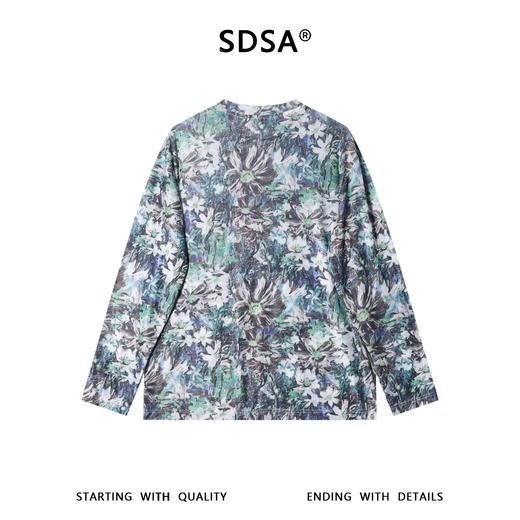 SDSA男装2026新款高贵轻奢小众撞色满印花卉圆领长袖T恤百搭休闲 商品图4