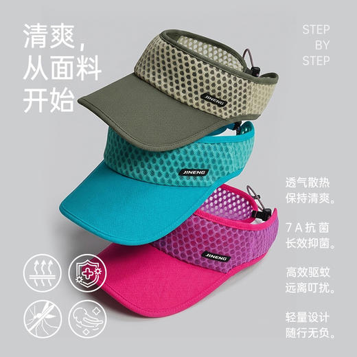 积能炫彩男女轻量竞速洞洞空顶帽防晒防蚊防晒户外跑步运动遮阳帽 商品图2