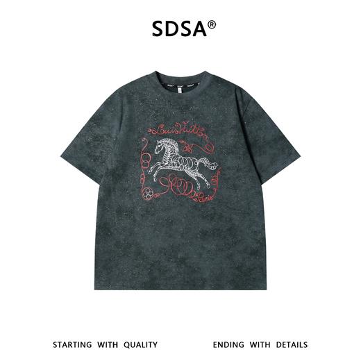 SDSA男装2026新款轻奢潮牌扎染满天星小马印花设计圆领短袖T恤 商品图0