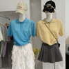 雀说翻领纯色短袖竹节麻针织衫夏季简约百搭直筒上衣 WAL7068 商品缩略图1