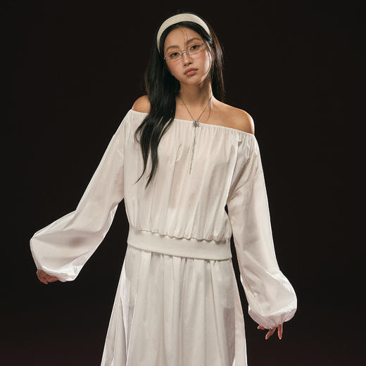 Ariseism 美式复古白色一字肩套装女春季新款两件套 商品图2