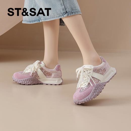 星期六时尚蕾丝拼接厚底阿甘鞋SSD2112EQK 商品图2