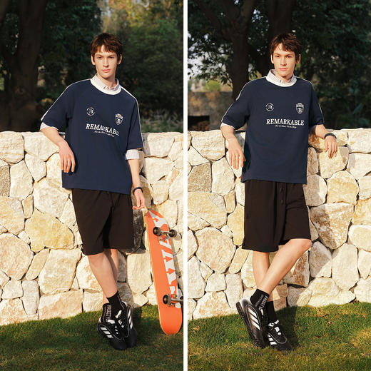 森马短袖T恤男夏季纯棉美式运动针织衫2026新款潮流街头休闲上衣 商品图4