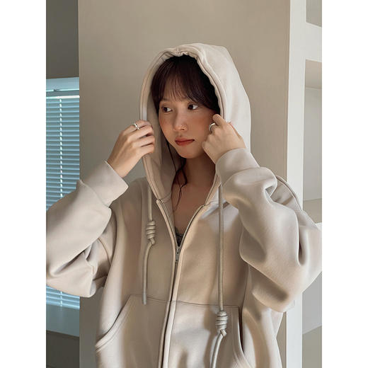 雀说韩系通勤加绒连帽卫衣外套2025冬季衣服女宽松上衣WAL241B 商品图1