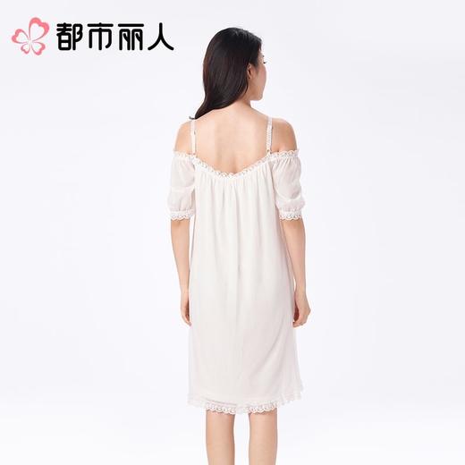 都市丽人睡衣女士睡衣薄家居服针织网纱睡衣女士网纱短袖裙有杯垫女装睡裙LHC6C5 商品图2