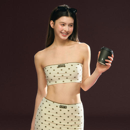 Ariseism 美式复古波点印花抹胸半裙套装女夏季新款两件套 商品图5