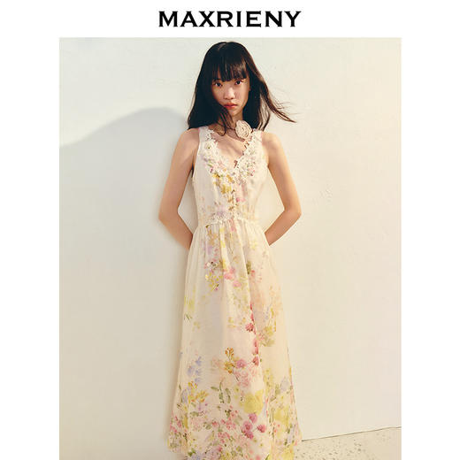【商场同款】MAXRIENY法式浪漫镂空刺绣连衣裙印花油画长裙气质感(货号:MC86DR078) 商品图2