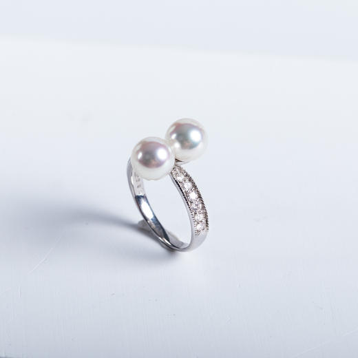⁶孤品：【akoya珍珠】双珠钻石18K金戒指，7-8MM，编号JZG92，指圈13#，48小时鉴赏期——SS06-CR-YMZZ【HOT】 商品图1