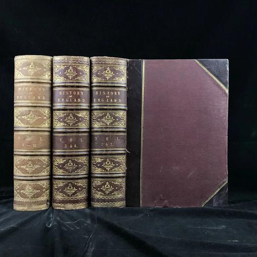 约19世纪后期 家庭英国史（全6卷合订3册） 数十幅版画插图 真皮精装16开 商品图0