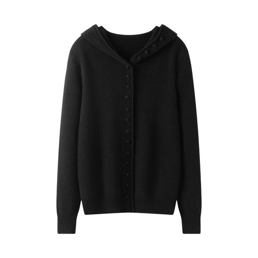 100 山羊绒慵懒风连帽针织开衫外套女CYR25032 商品图3