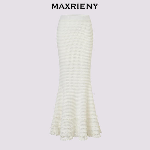 【张靓颖同款】MAXRIENY复古优雅蕾丝鱼尾半裙典雅粗线毛织裙(货号:MC86SK015) 商品图4