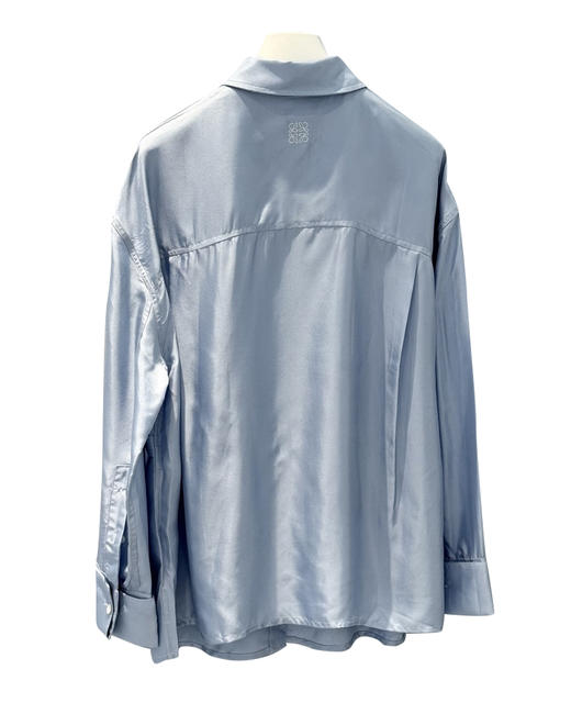 女款丝质羊毛腰间褶皱长袖衬衫la014 商品图1