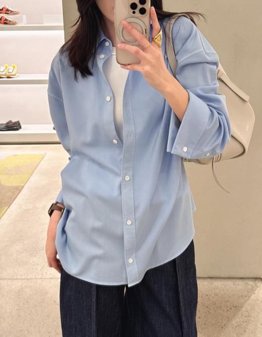 女款丝质羊毛腰间褶皱长袖衬衫la014 商品图3