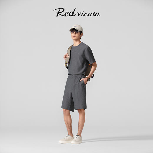 【9.5折】5楼威可多男士灰色莱赛尔舒适亲肤褶皱短裤VRW26226830吊牌价1190活动价1130 商品图0
