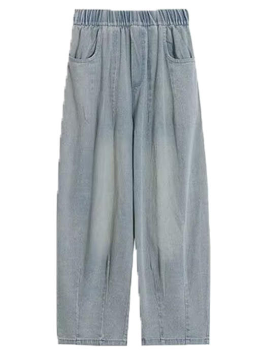 「天丝牛仔哈伦裤」高腰阔腿版型 臀上贴合裤腿开阔 修饰臀部线条 面料舒适柔软垂顺不易皱 耐穿耐磨好打理不易起球 商品图4