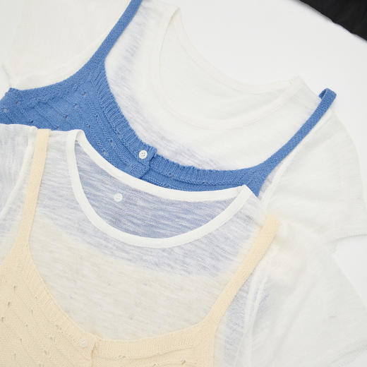 西遇温柔风镂空针织吊带背心女2026夏新款薄叠穿两件套马甲上衣H0060244 商品图5