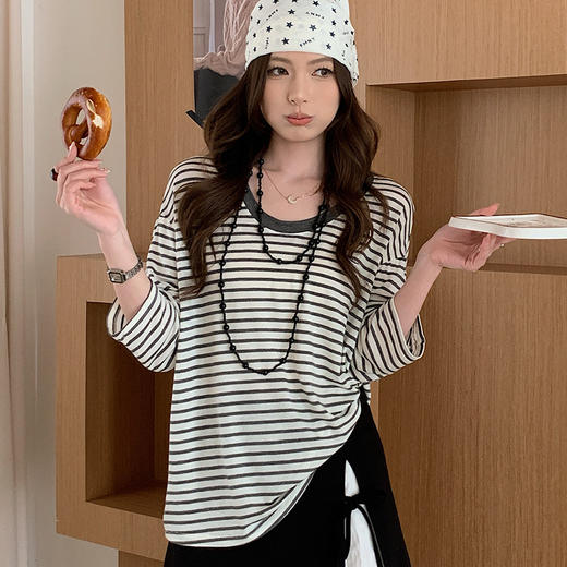 森岛 天丝醋酸亚麻针织衫 春夏宽松慵懒松弛轻薄透气T恤上衣 商品图0