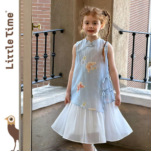 littletime女童旗袍连衣裙2026新款夏装蝴蝶洋气儿童国风汉服裙 商品图0