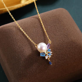 子佩集【珠光瑞彩】银S925珍珠惜王妃套链项链【MLTL044】镀金蓝紫2602