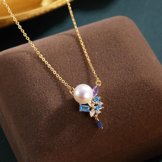 子佩集【珠光瑞彩】银S925珍珠惜王妃套链项链【MLTL044】镀金蓝紫2602 商品图0