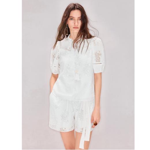 MAXRIENY波嬉风花朵烧花刺绣衬衫26春夏白色镂空精致感上衣女(货号:MF80TP016) 商品图1